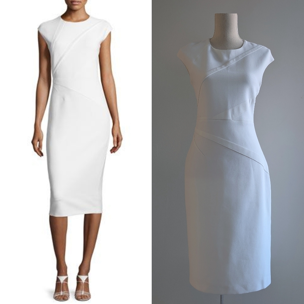 Judith & Charles White Cap Sleeve Sheath Dress Bridal Wedding Reception